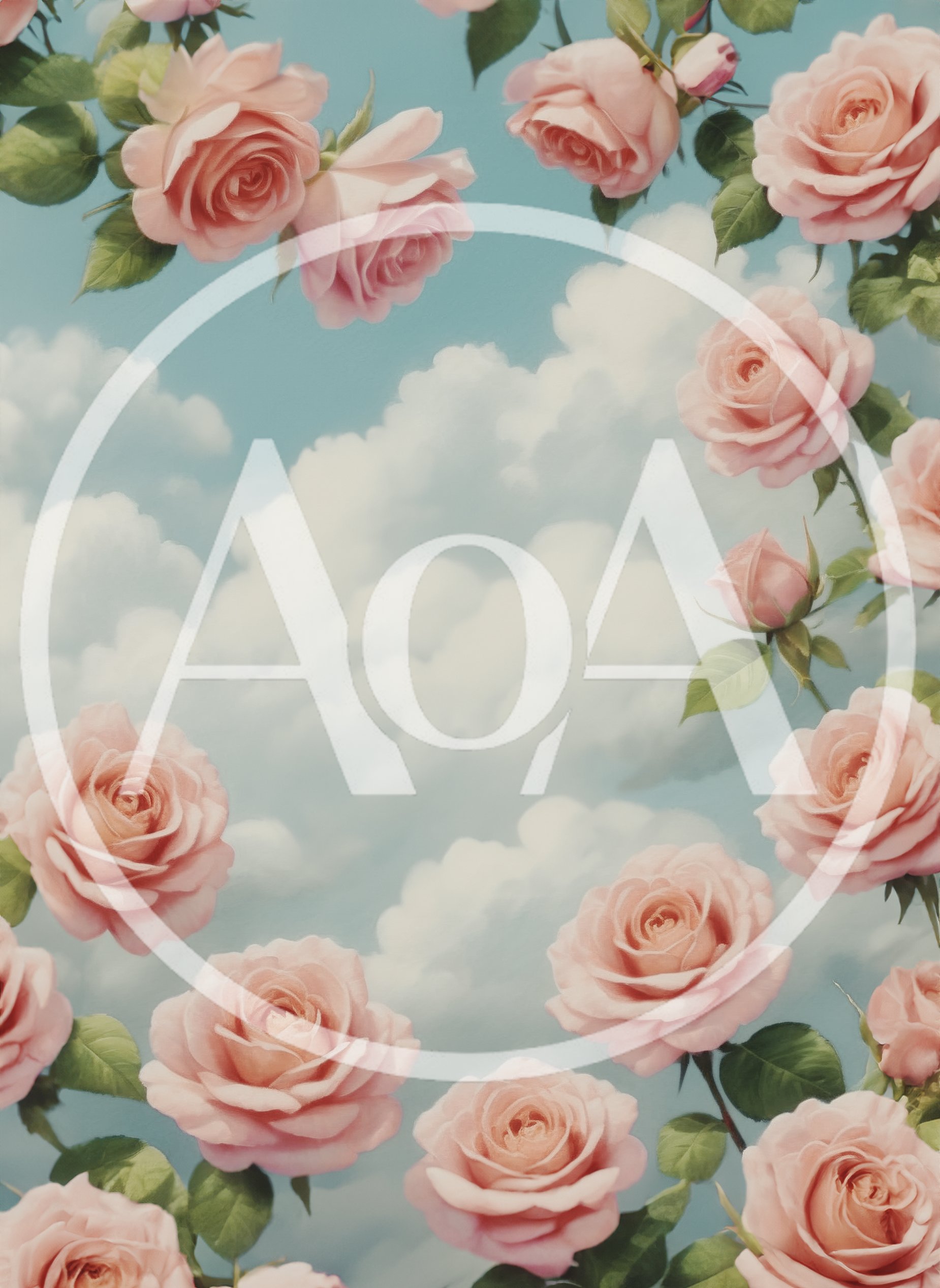 Pink Roses Floating Against A Cloudy Blue Sky