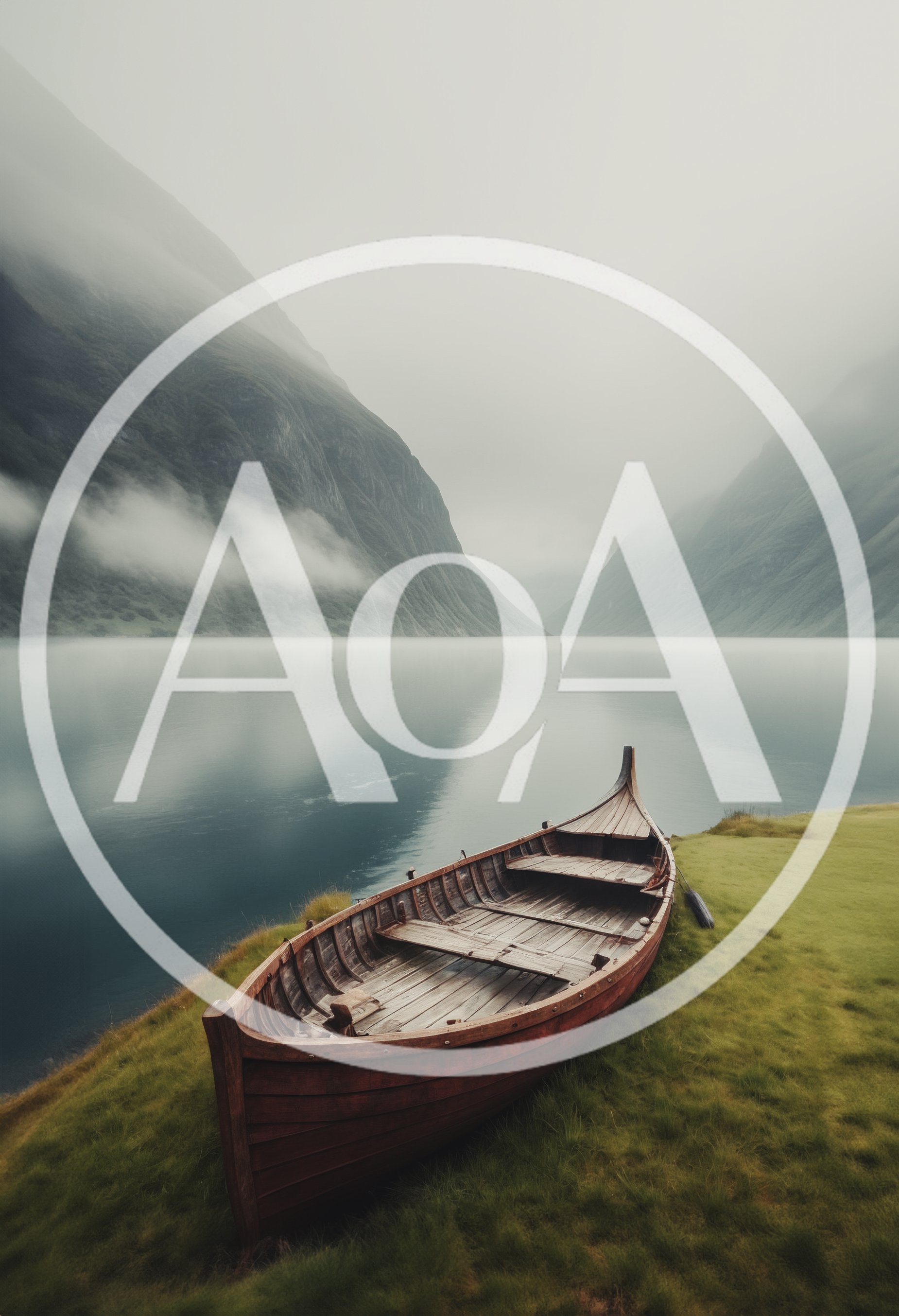 Wooden Viking Boat Resting On A Grassy Fjord Shore