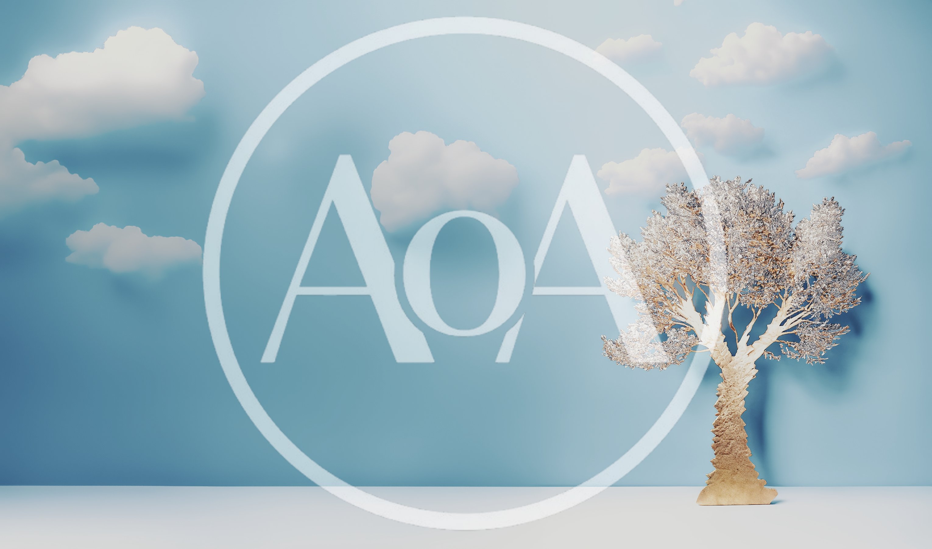 Minimalist Paper Craft Tree Against Blue Sky Background