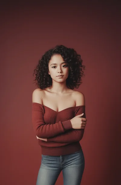 Portrait Of A Young Woman With Curly Hair