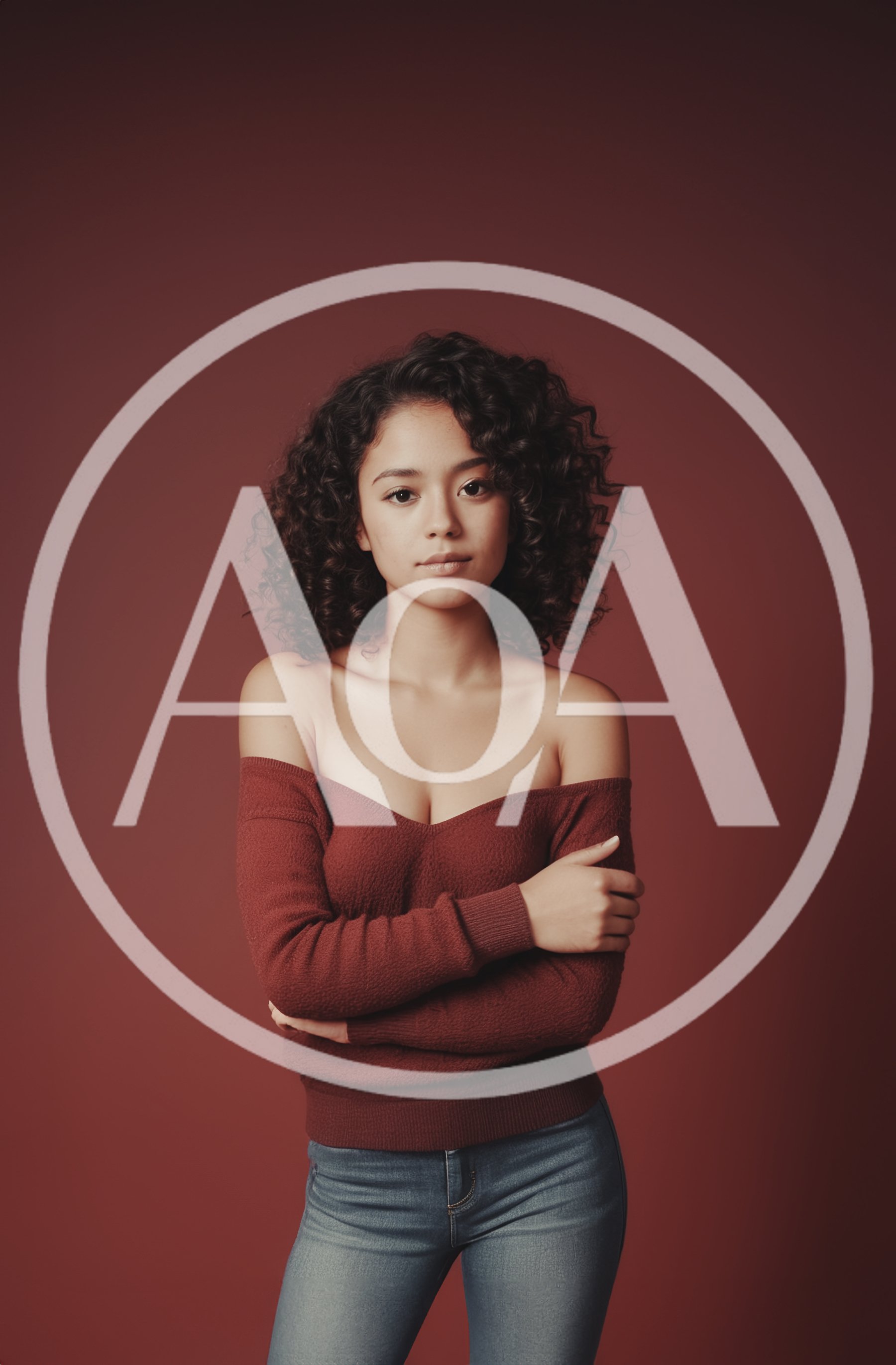 Portrait Of A Young Woman With Curly Hair
