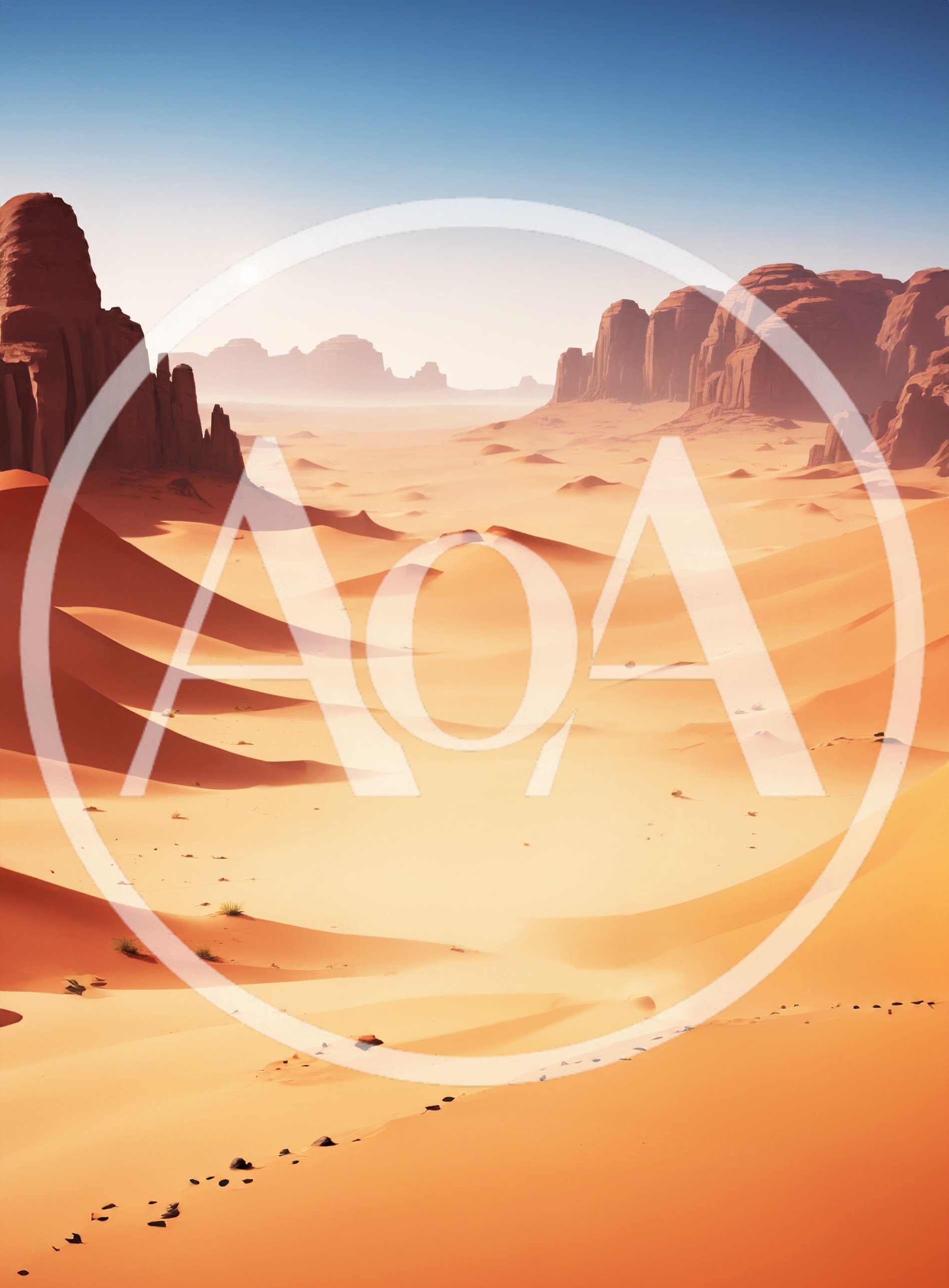 Vast Desert Landscape With Sand Dunes And Rock Formations