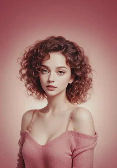 Portrait Of A Young Woman With Curly Hair