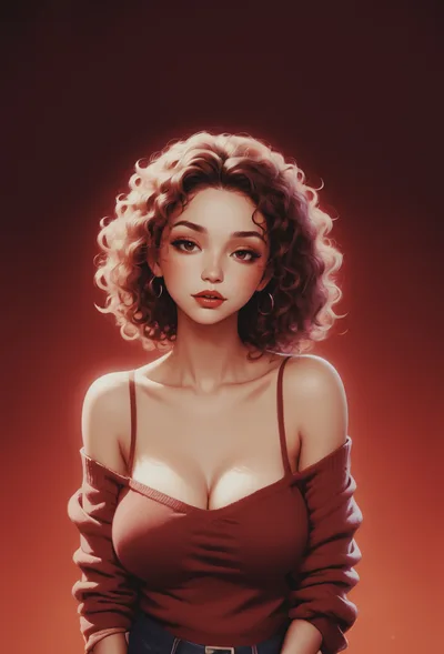 Portrait Of A Young Woman With Curly Hair