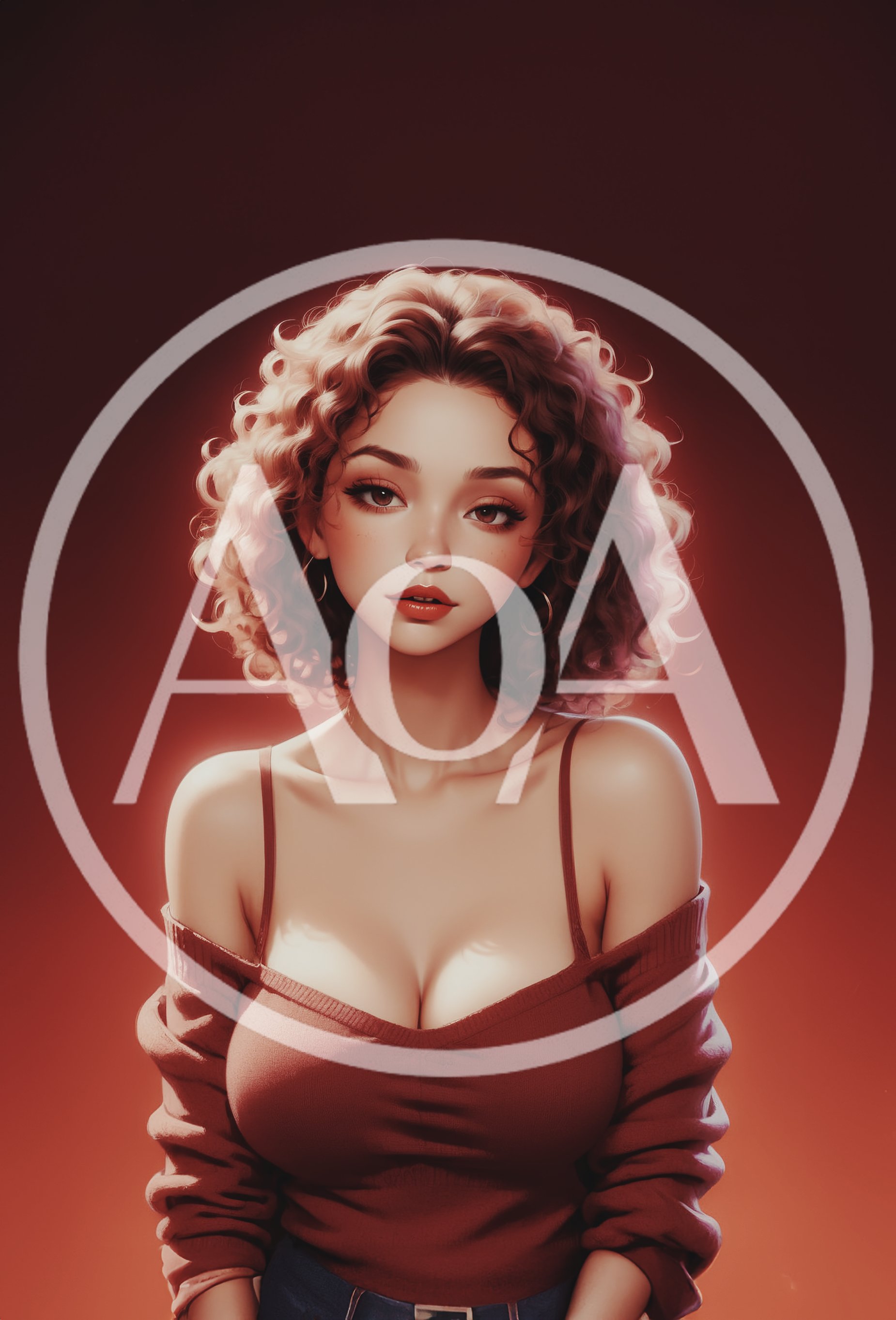 Portrait Of A Young Woman With Curly Hair
