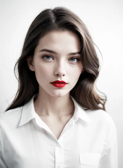 Portrait Of A Young Woman With Red Lipstick