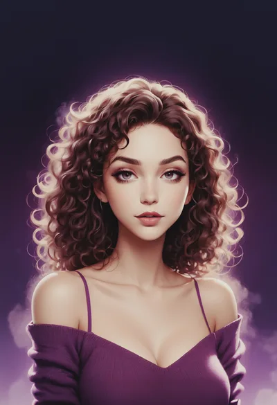 Portrait Of A Young Woman With Curly Brown Hair