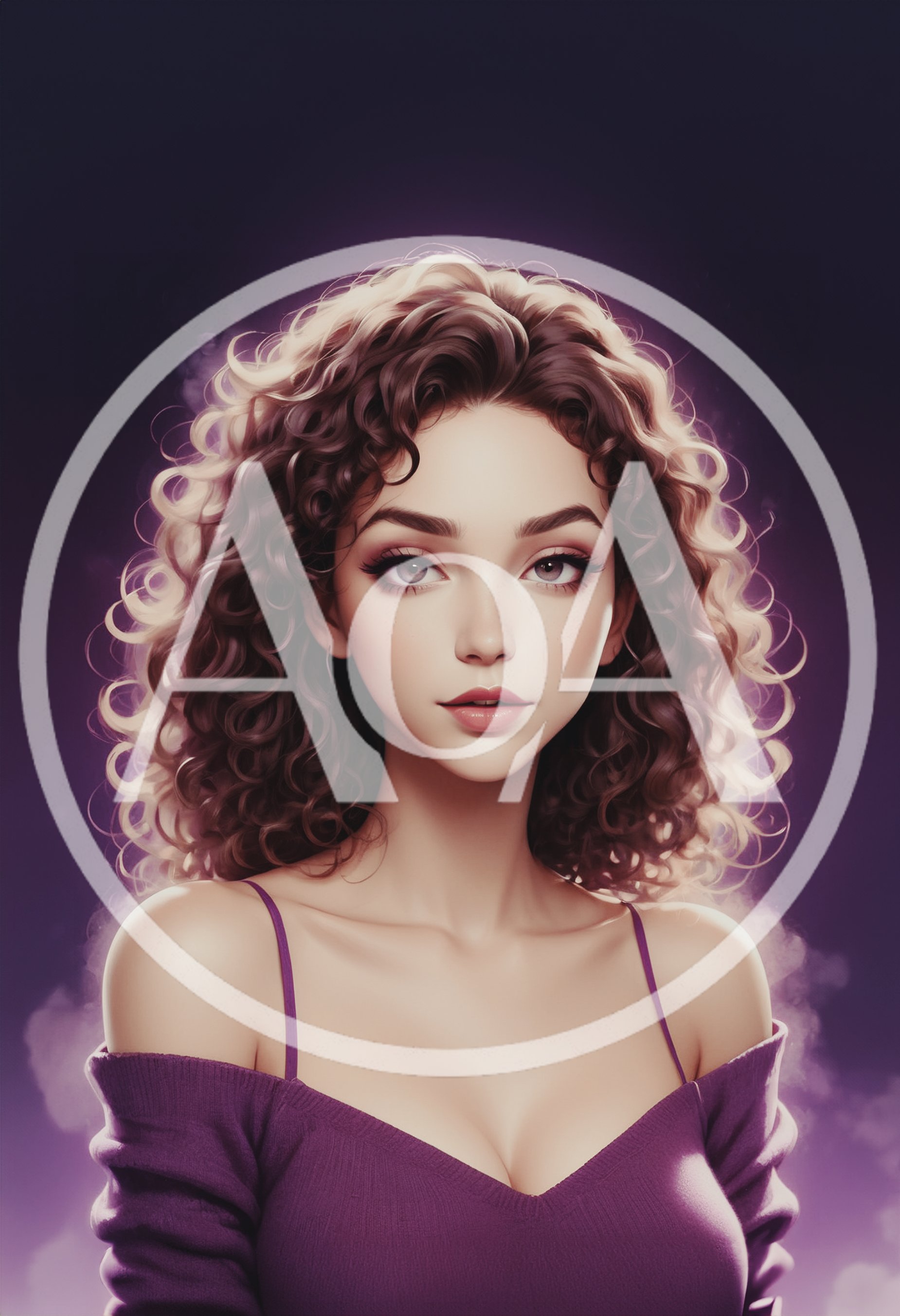 Portrait Of A Young Woman With Curly Brown Hair