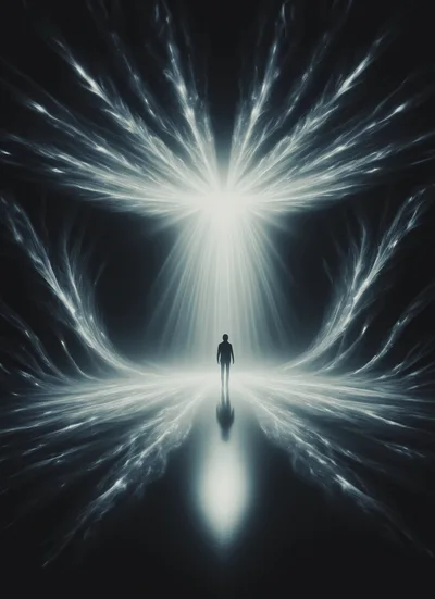 Silhouette Of A Person Standing In Radiant Light