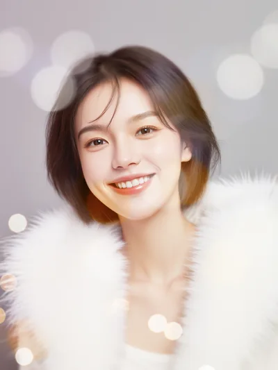 Portrait Of A Smiling Young Woman With Short Hair