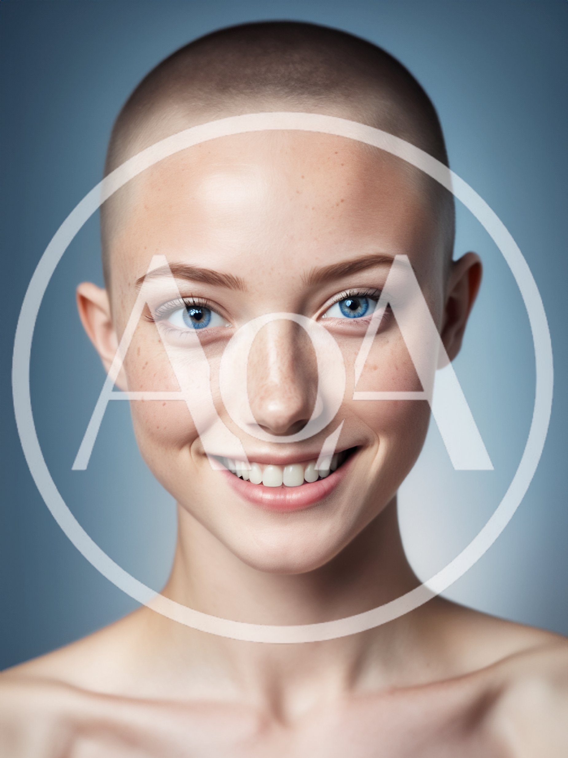 Portrait Of A Smiling Young Woman With Shaved Head