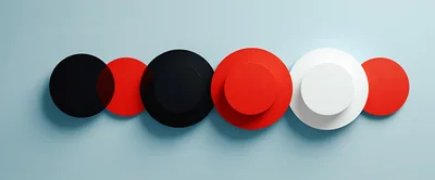 Abstract 3D Circles With Red Black And White Colors
