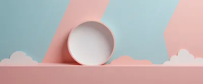 Minimalist 3D Product Display Stand With Pastel Clouds