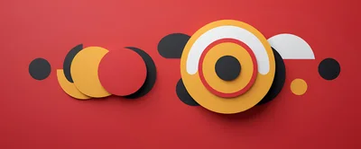 Abstract Geometric Composition With Overlapping Circles And Shapes