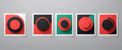 Five Abstract Geometric Art Prints With Circular Motifs