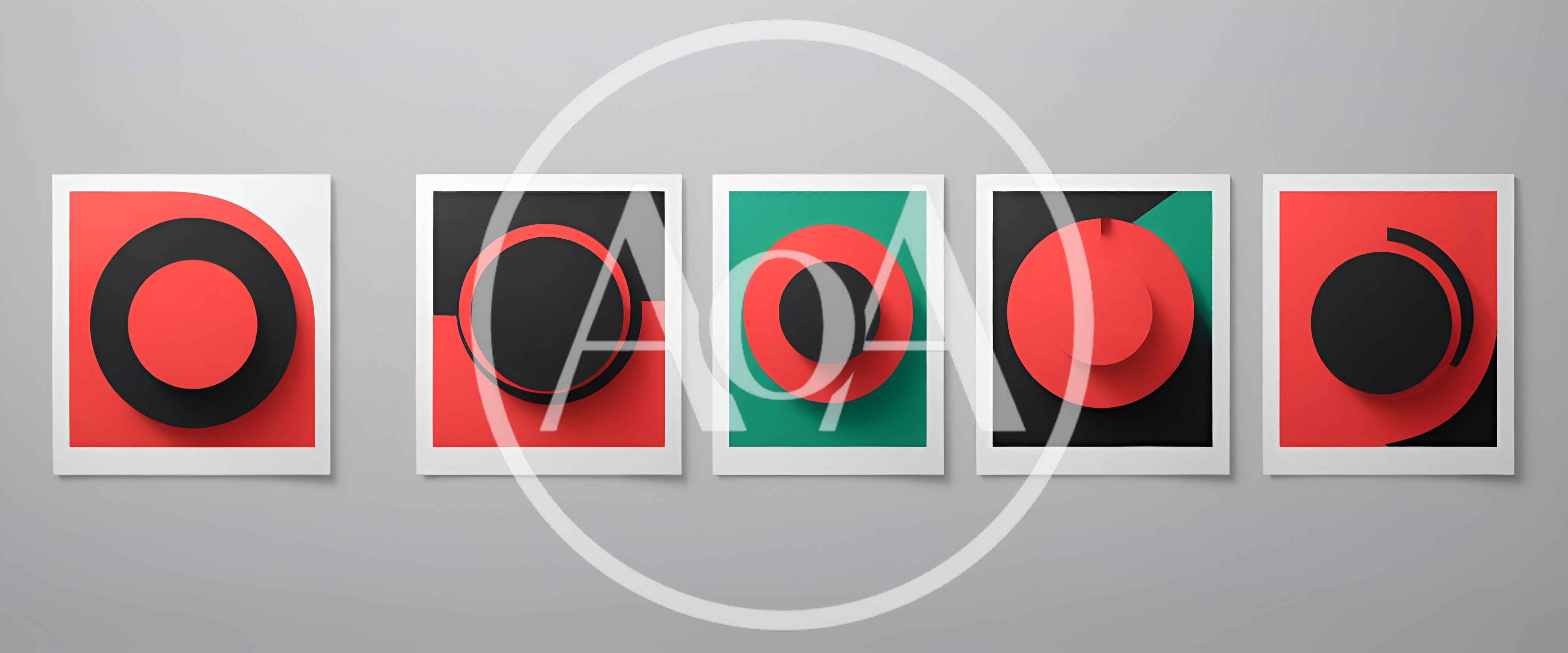 Five Abstract Geometric Art Prints With Circular Motifs