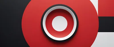 Abstract Geometric Composition With Red And Black Circles
