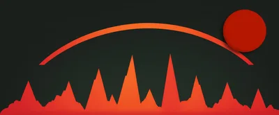 Abstract Minimalist Mountain Range With Red Sun Graphic
