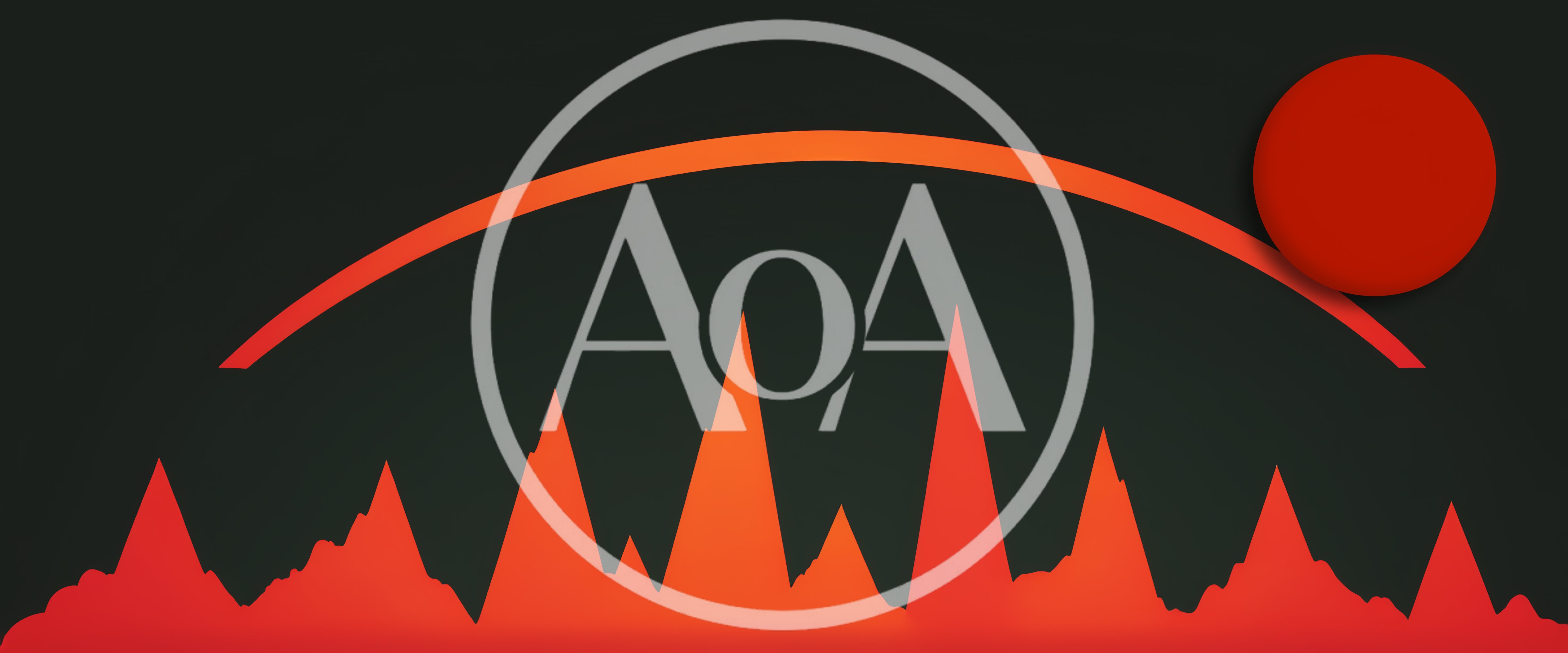 Abstract Minimalist Mountain Range With Red Sun Graphic