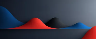 Abstract 3D Wave Shapes With Red Blue And Black