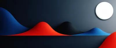 Abstract Minimalist Landscape With Red And Blue Hills