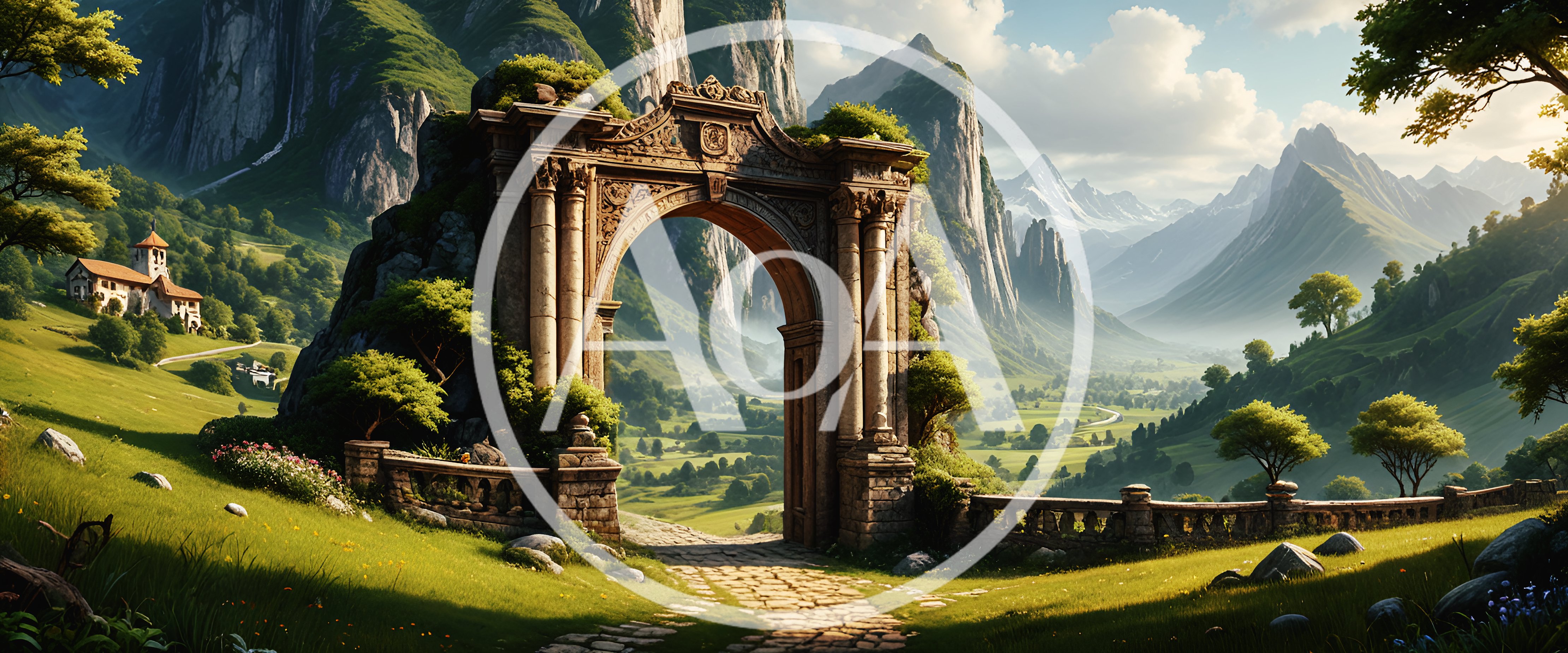 Ancient Stone Archway Overlooking A Lush Mountain Valley