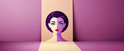 Stylized Portrait Of A Woman With Split Face Color