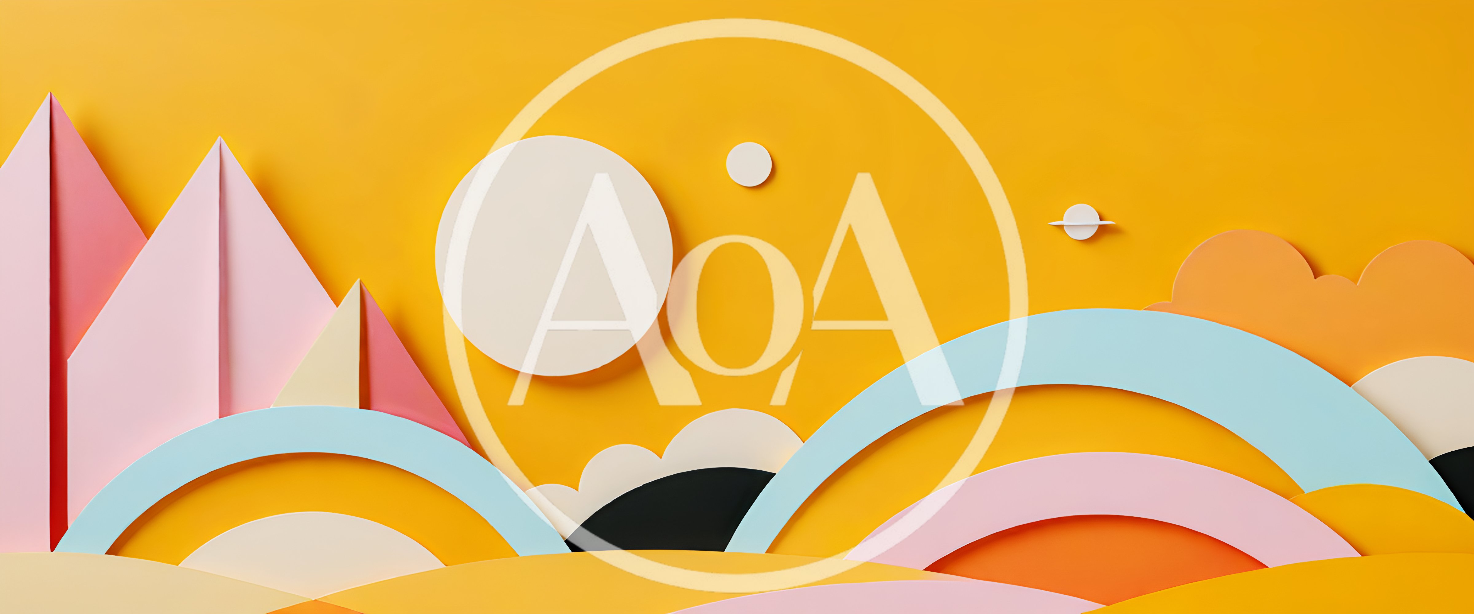 Abstract Paper Craft Landscape With Geometric Shapes