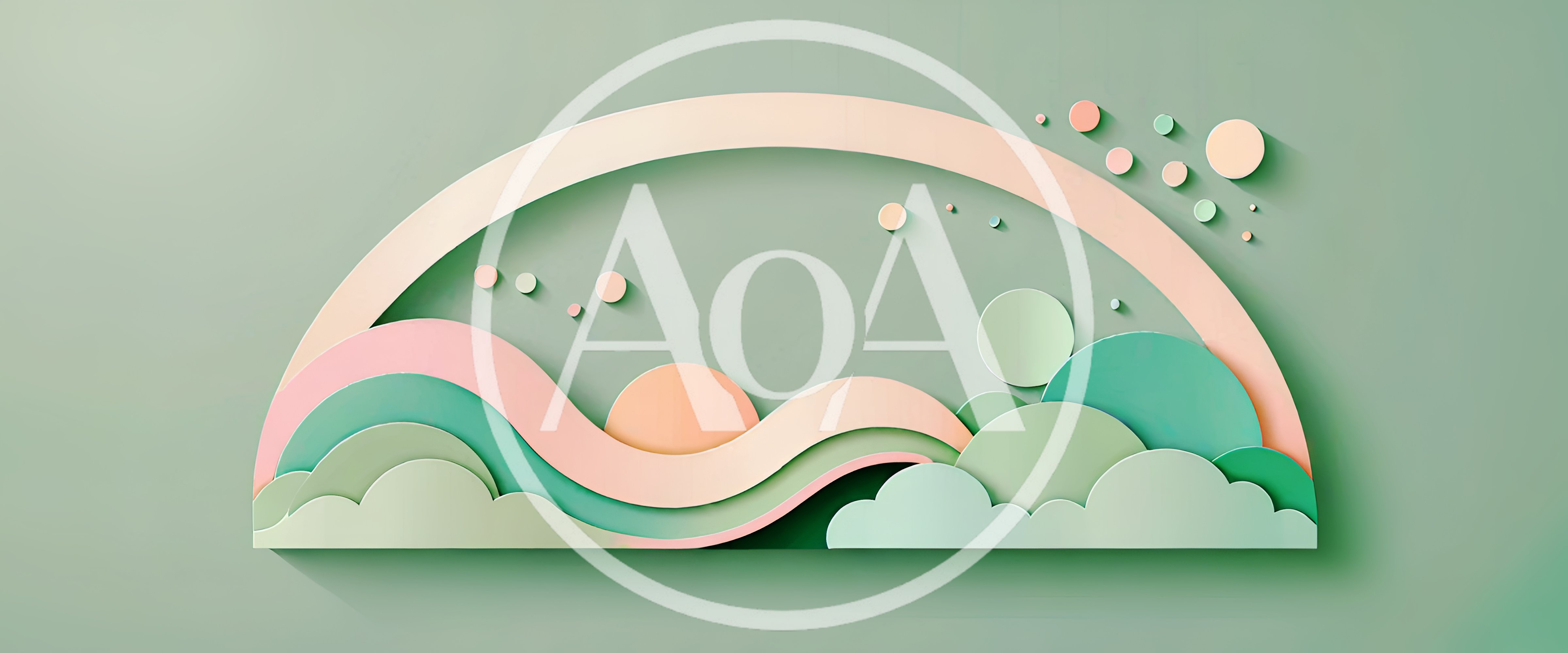Abstract Paper Cutout Landscape With Pastel Rainbow