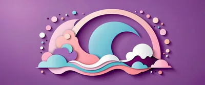 Abstract Paper Cutout Landscape With Moon And Clouds