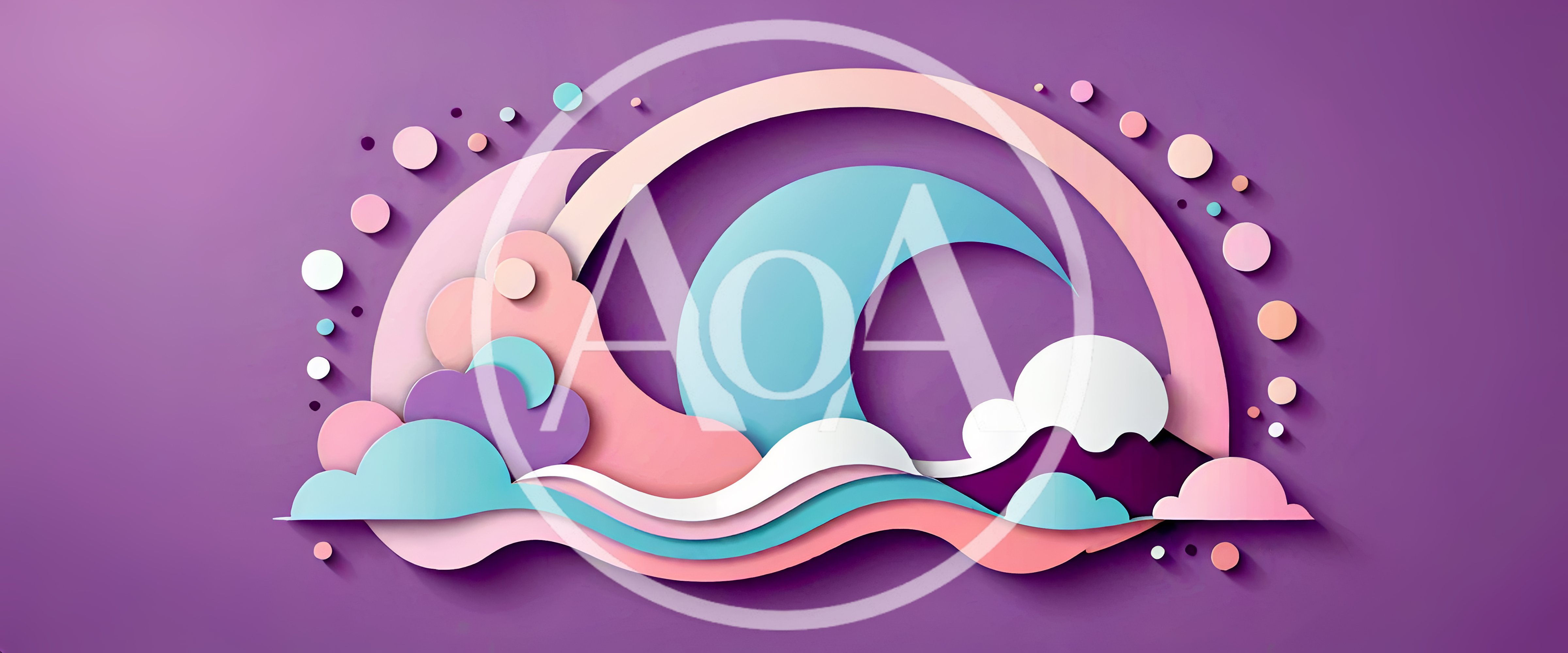 Abstract Paper Cutout Landscape With Moon And Clouds