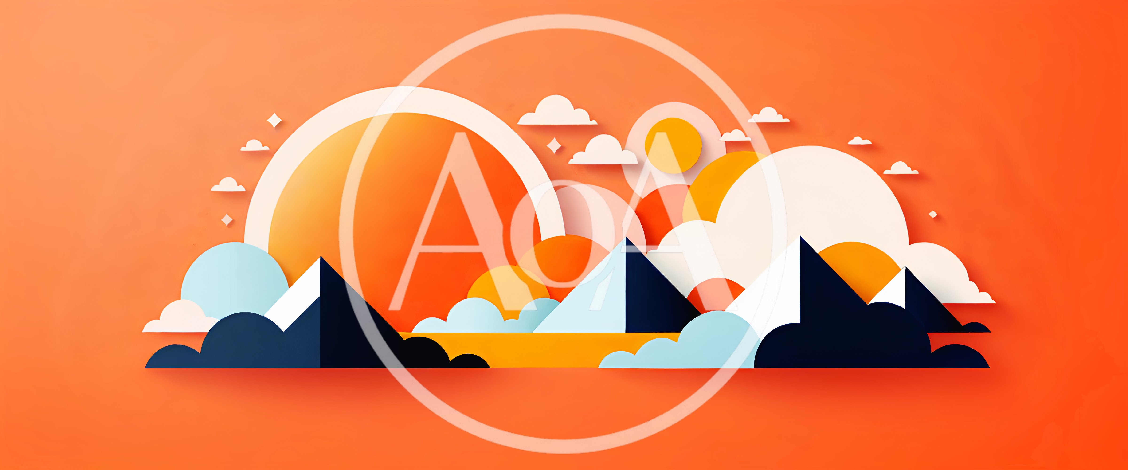 Abstract Paper Cutout Landscape With Mountains And Sun