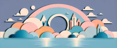 Paper Cutout Style Fantasy Landscape With Castle