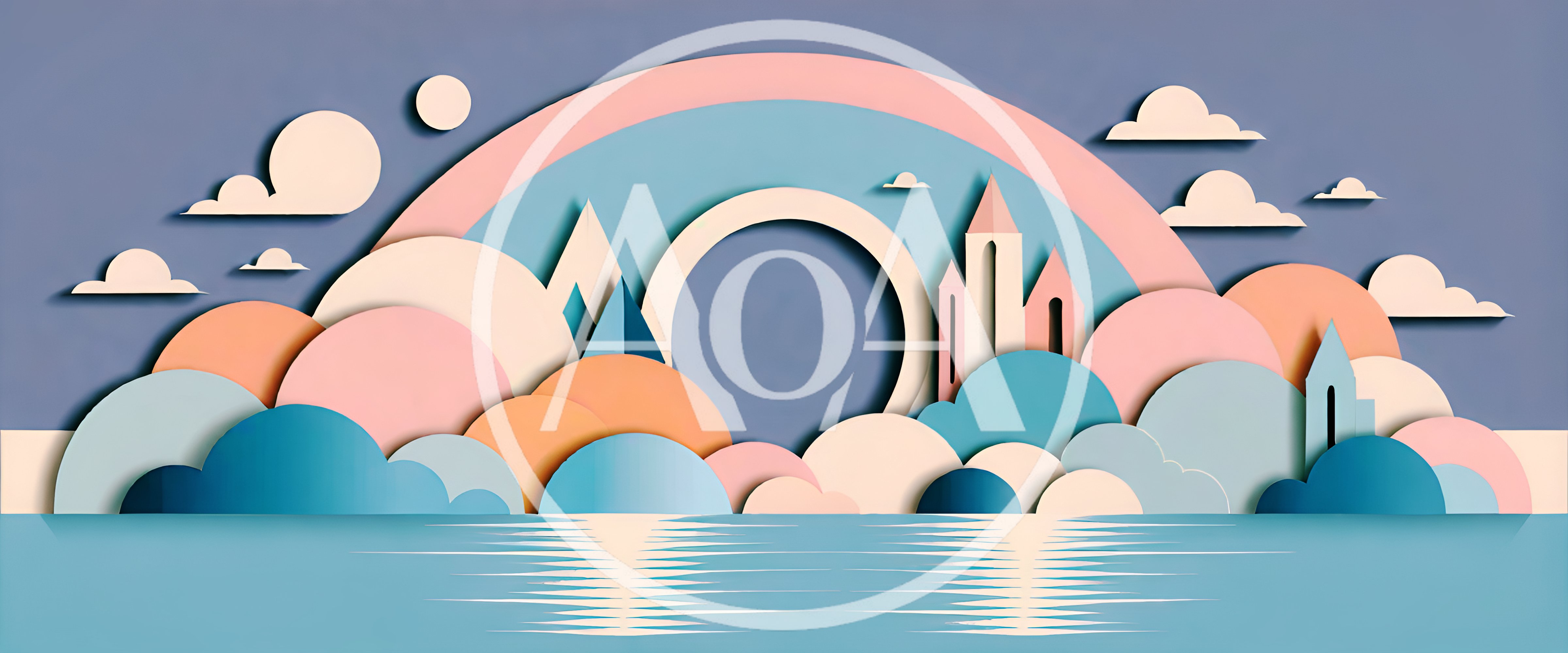 Paper Cutout Style Fantasy Landscape With Castle