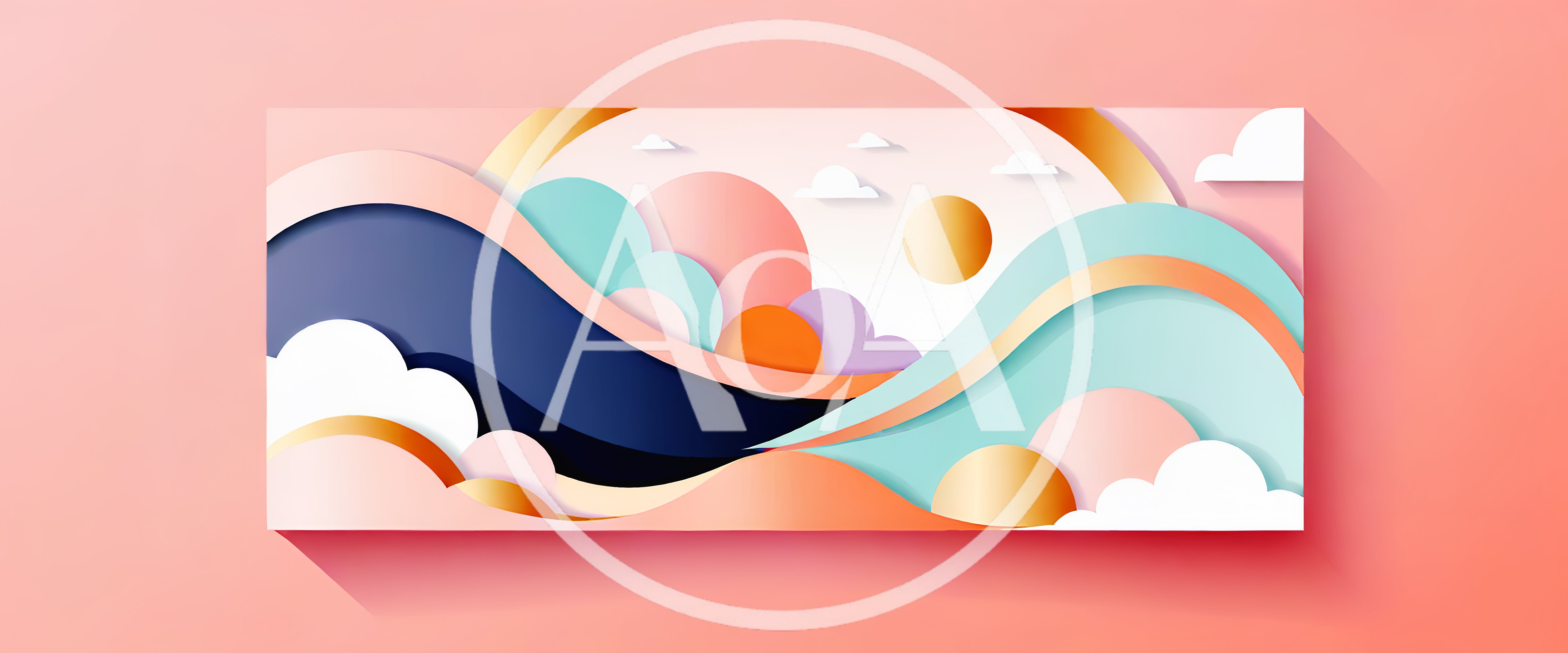 Abstract Paper Cutout Landscape With Sun And Clouds