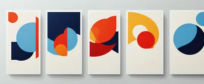 Set Of Five Abstract Geometric Minimalist Art Prints