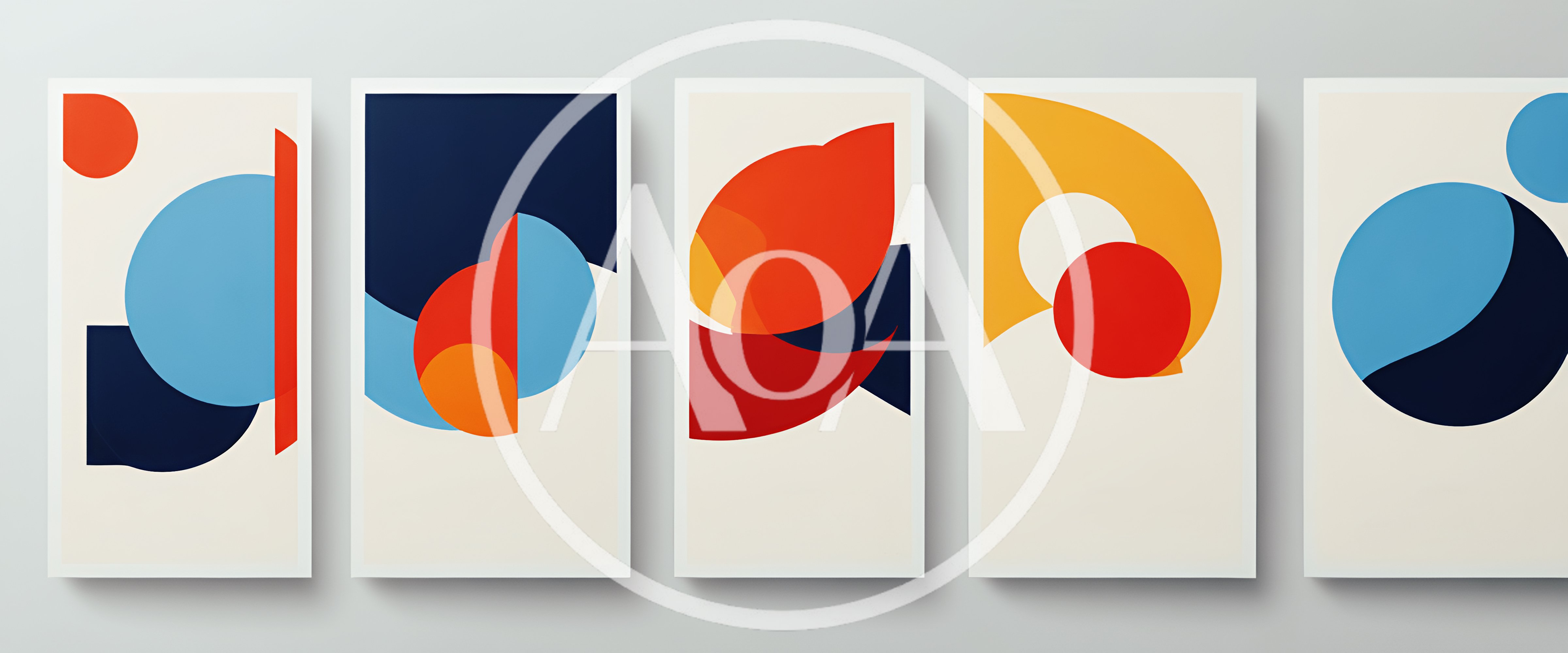 Set Of Five Abstract Geometric Minimalist Art Prints