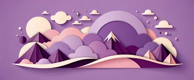 Paper Cutout Style Mountain Landscape Illustration