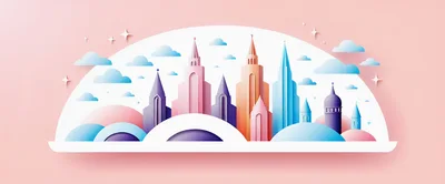 Paper Cutout Style Cityscape Illustration