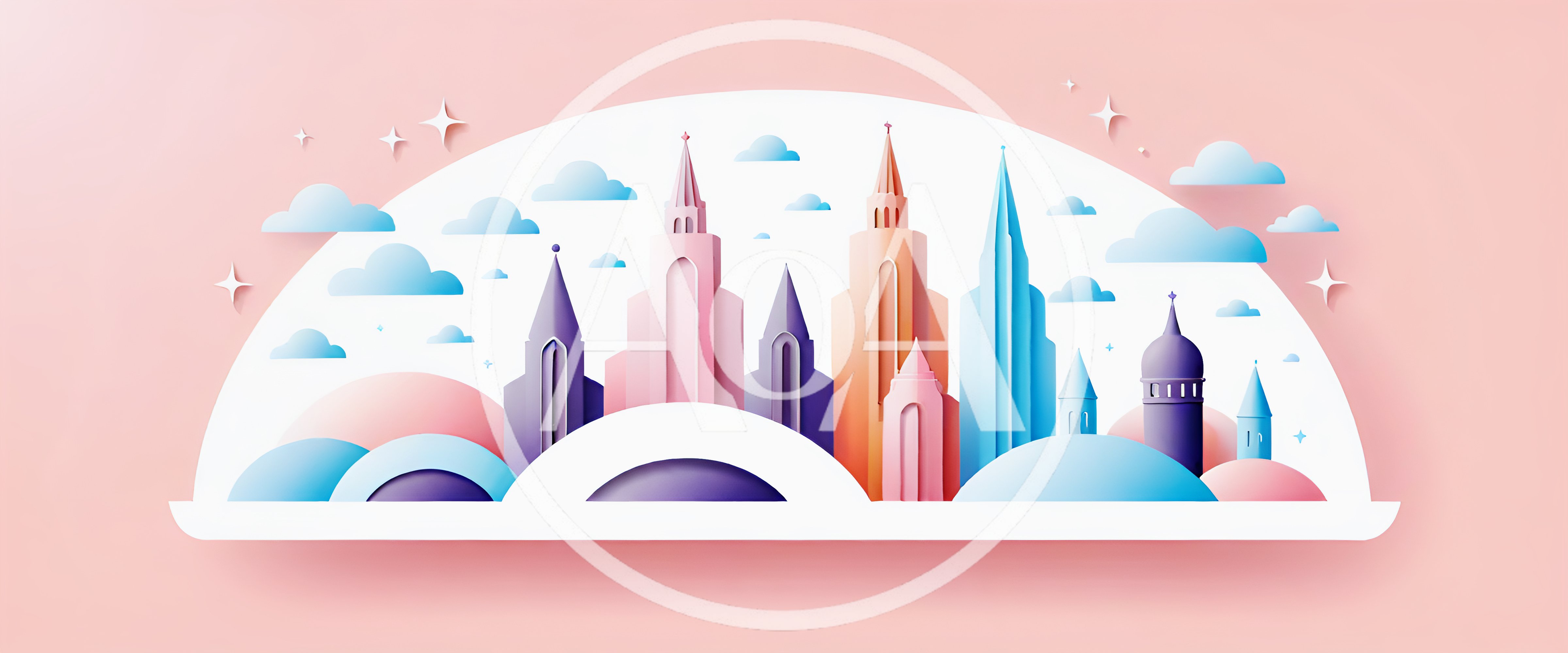 Paper Cutout Style Cityscape Illustration
