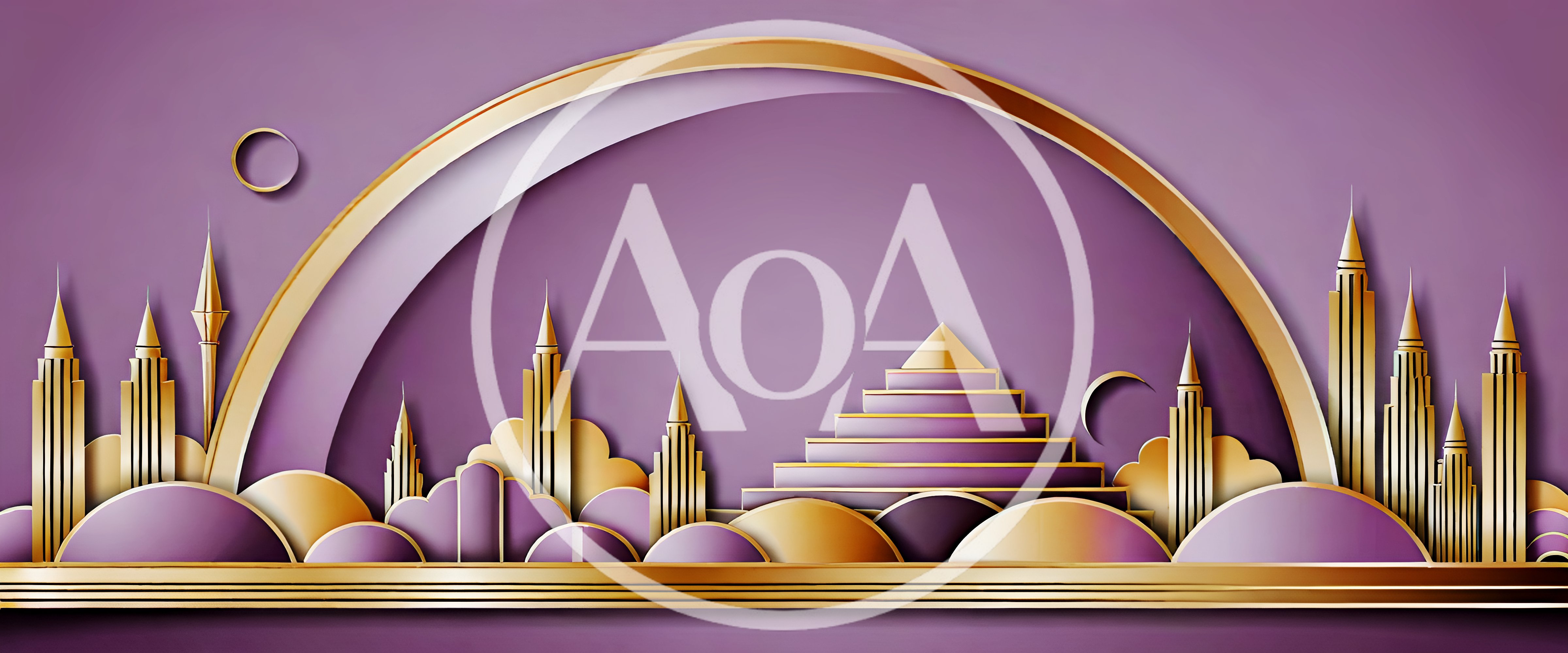 Paper Cutout Style Cityscape with Golden Architectural Elements
