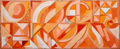 Abstract Geometric Oil Painting In Shades Of Orange