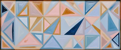 Abstract Geometric Painting With Pastel And Bold Triangles