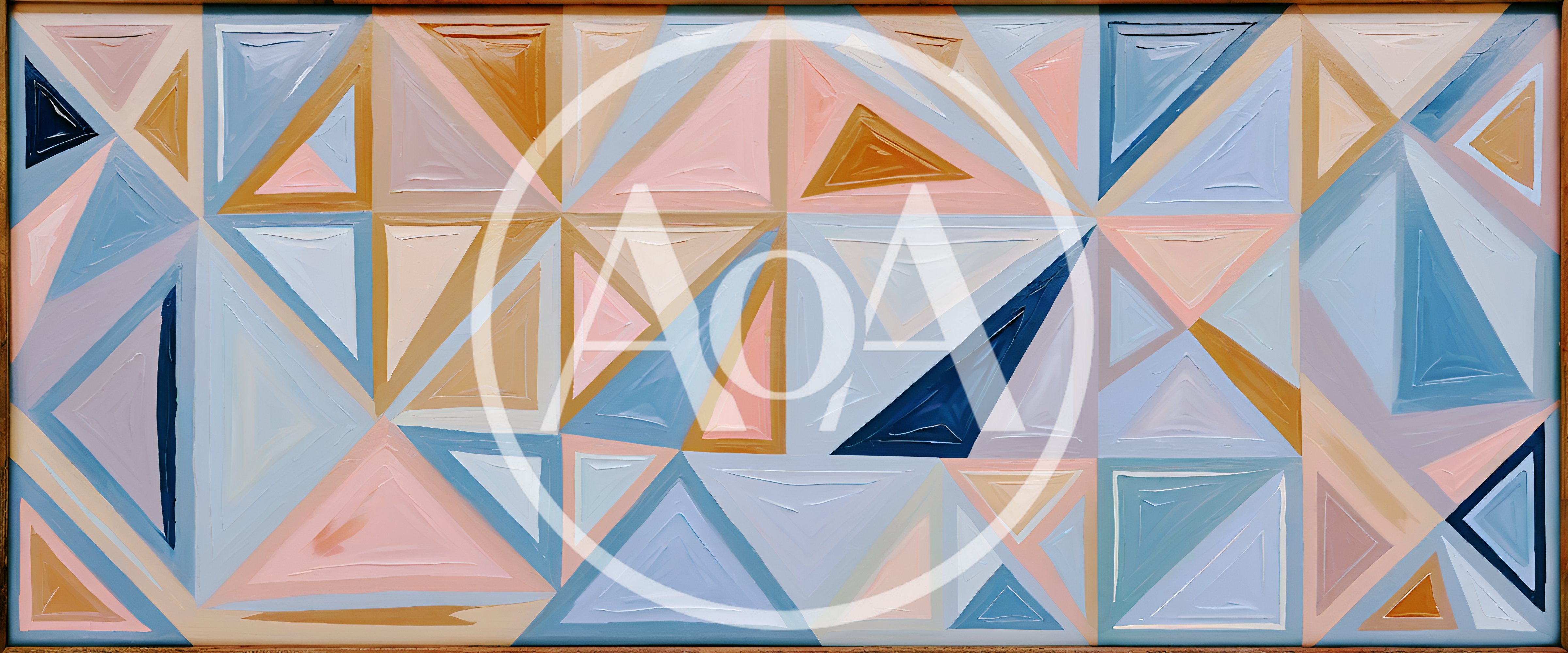 Abstract Geometric Painting With Pastel And Bold Triangles