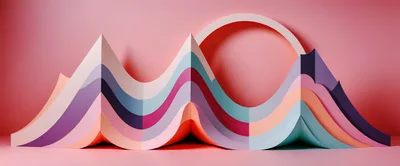 Abstract Paper Wave Sculpture With Pastel Layers