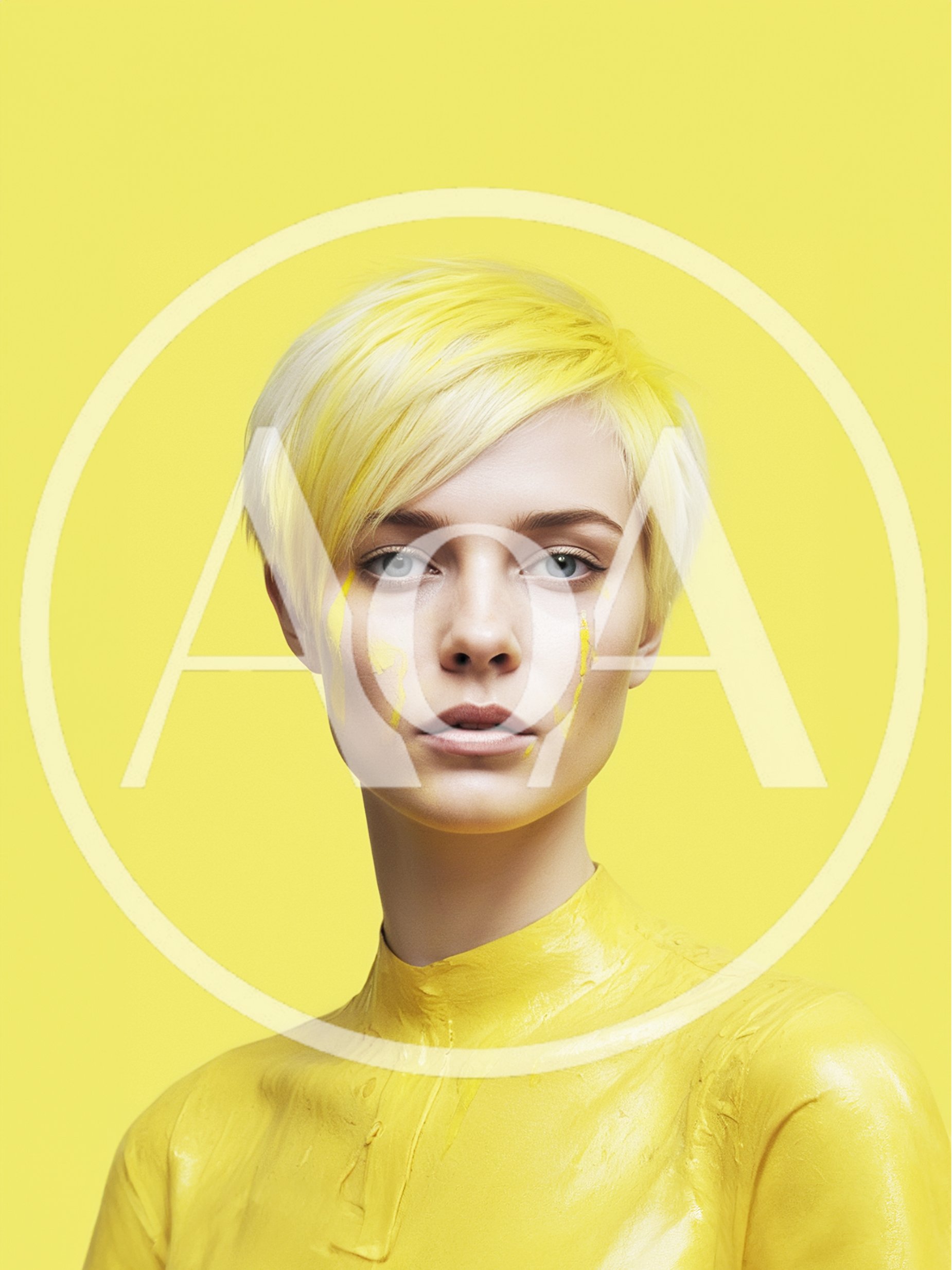Portrait Of A Woman With Yellow Paint And Hair