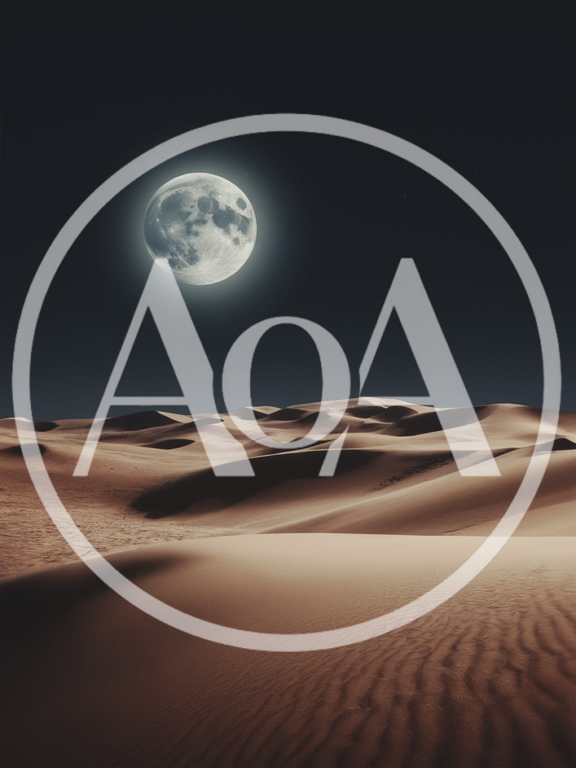 Full Moon Over Vast Desert Sand Dunes At Night
