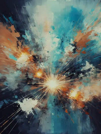 Abstract Cosmic Explosion With Radiant Light Rays