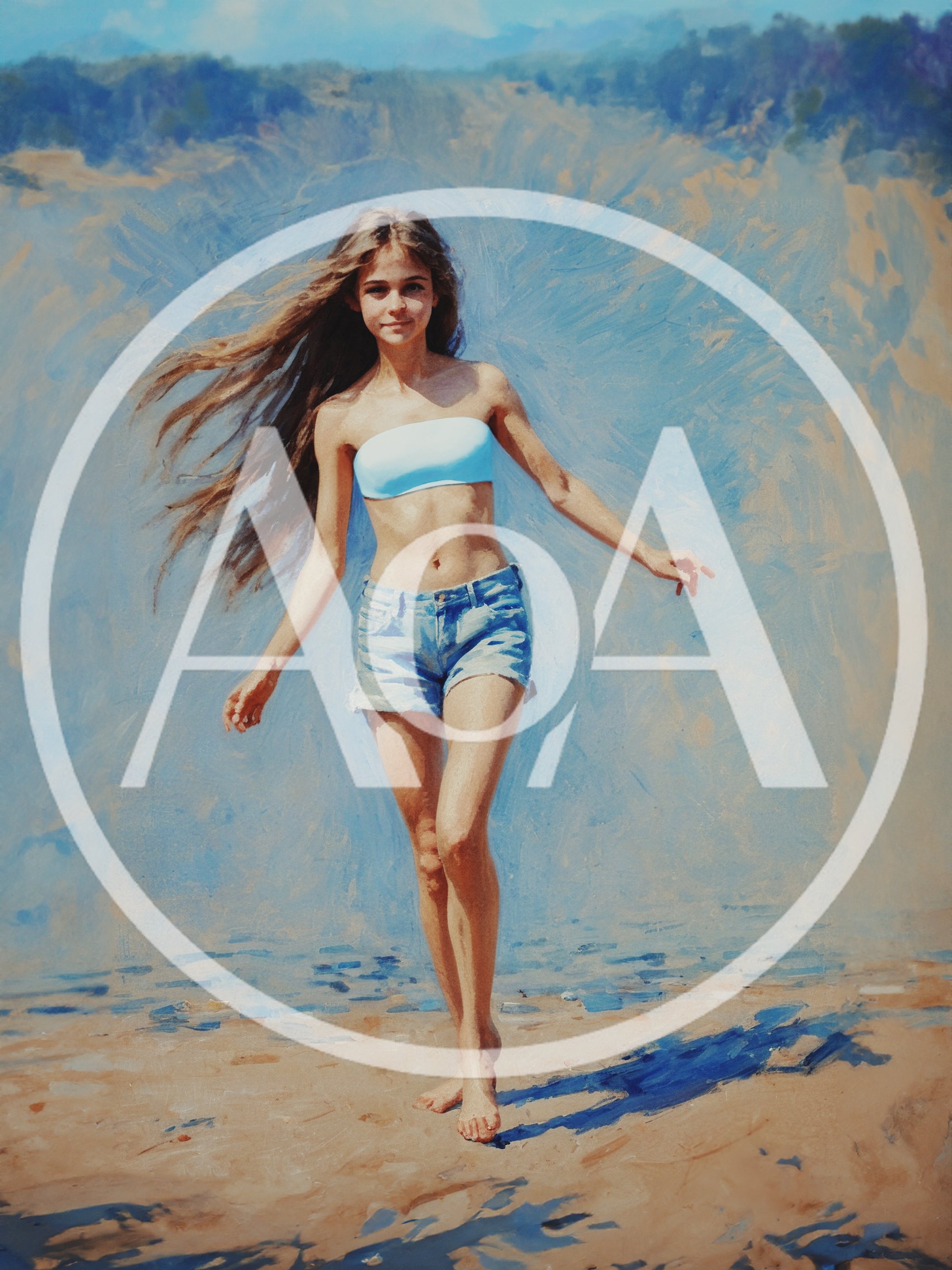 Young Woman Walking On A Sunny Beach