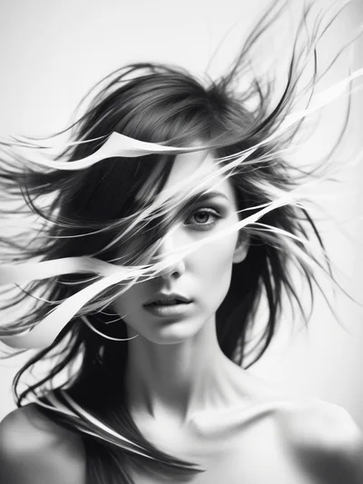 Portrait Of A Woman With Flowing Hair